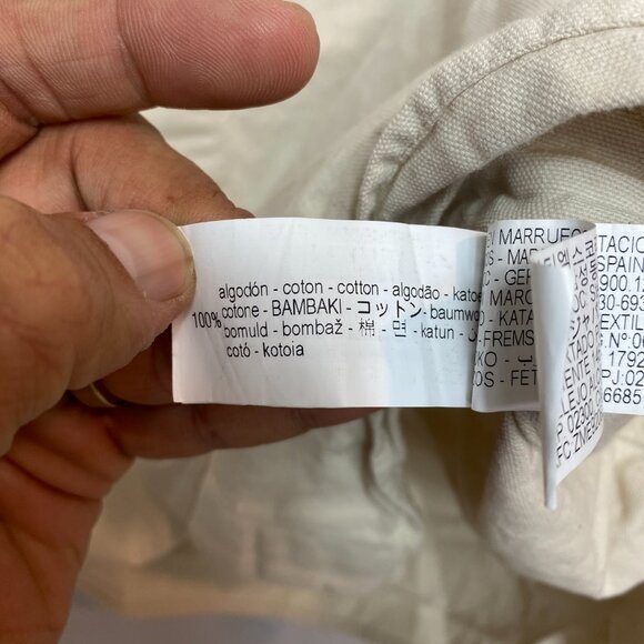 Zara Shirt Mens L Beige Long Sleeve Canvas Button Up - Picture 7 of 11